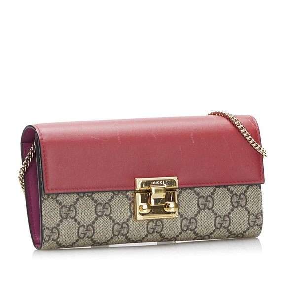 Gucci GG Supreme Padlock Chain Wallet Shoulder Bag Brown - Picture 2 of 12